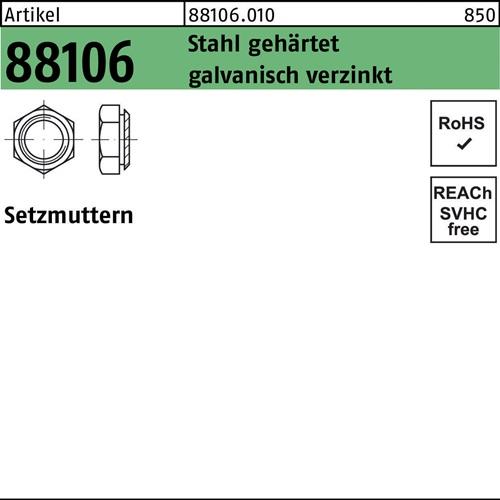 Setzmutter R 88106 M10/1,9 Stahl gehärtet galv.verz. 100 Stück