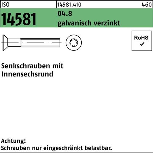 Senkschraube ISO 14581 ISR M6x25 T30 04.8 galv.verz. 500St.