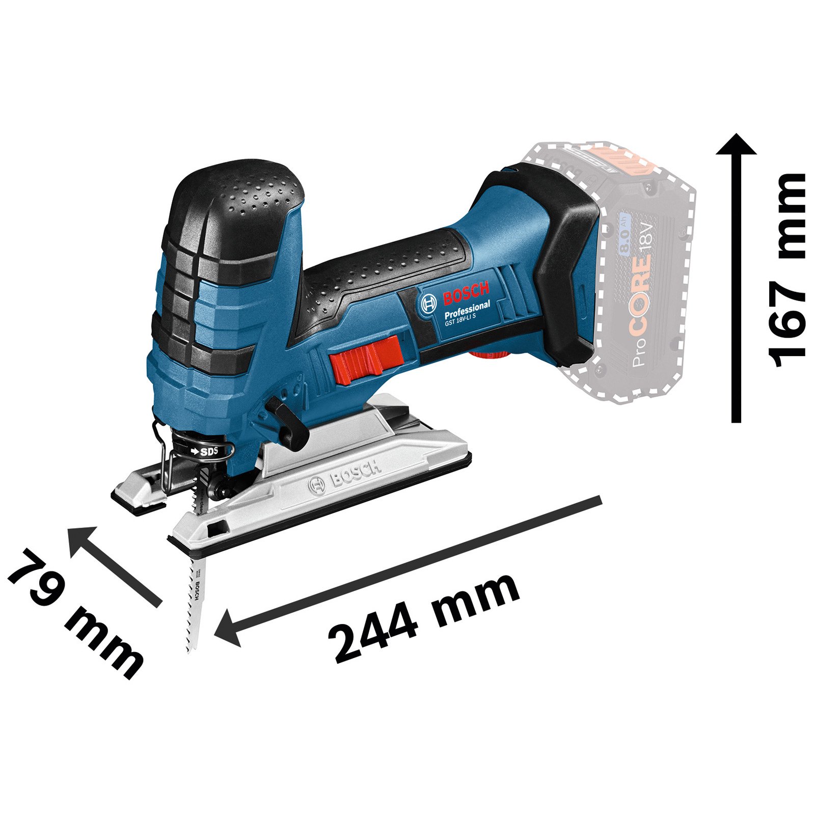 Bosch Akku-Stichsäge GST 18V-LI S Solo in L-Boxx - 06015A5101