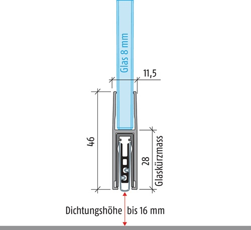 Planet ASSA ABLOY Türdichtung KG-F8 schmal 1-s.L.959mm Alu.silberf.GLT - 38096-F8S