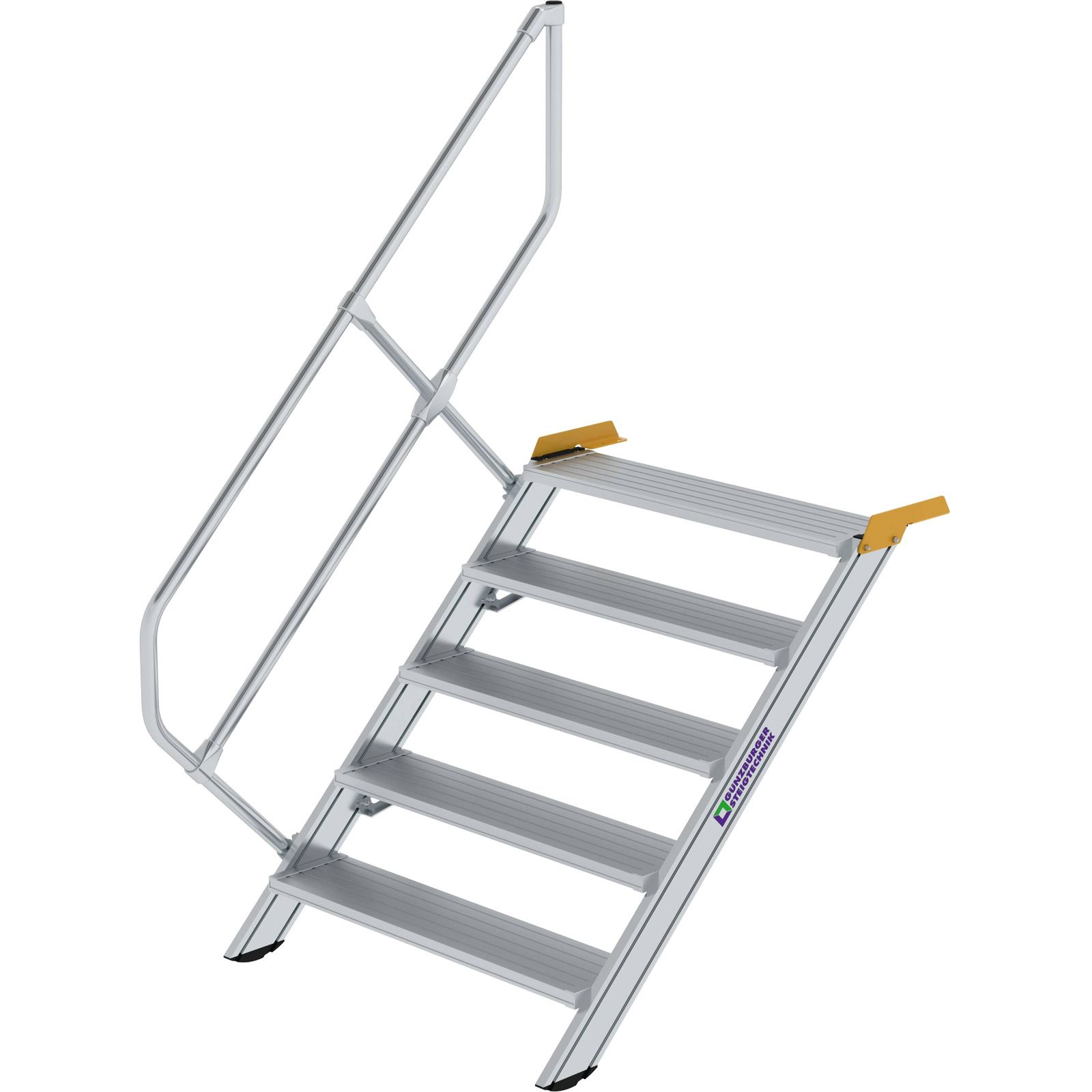 Günzburger Steigtechnik Treppe 45° Stufenbreite 1.000 mm 5 Stufen Aluminium geriffelt - 600345