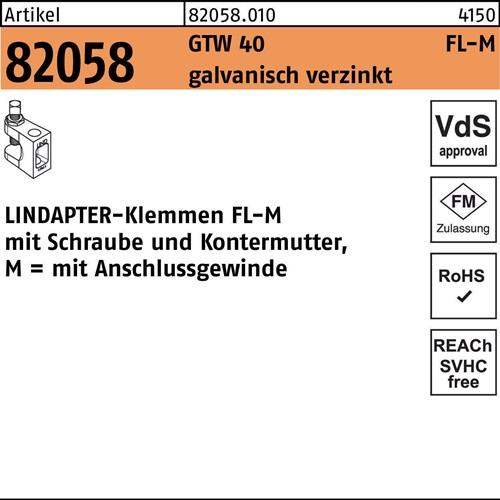 Klemme R 82058 GTW 40 FL 4 M10 galv.verz. 1 Stück LINDAPTER