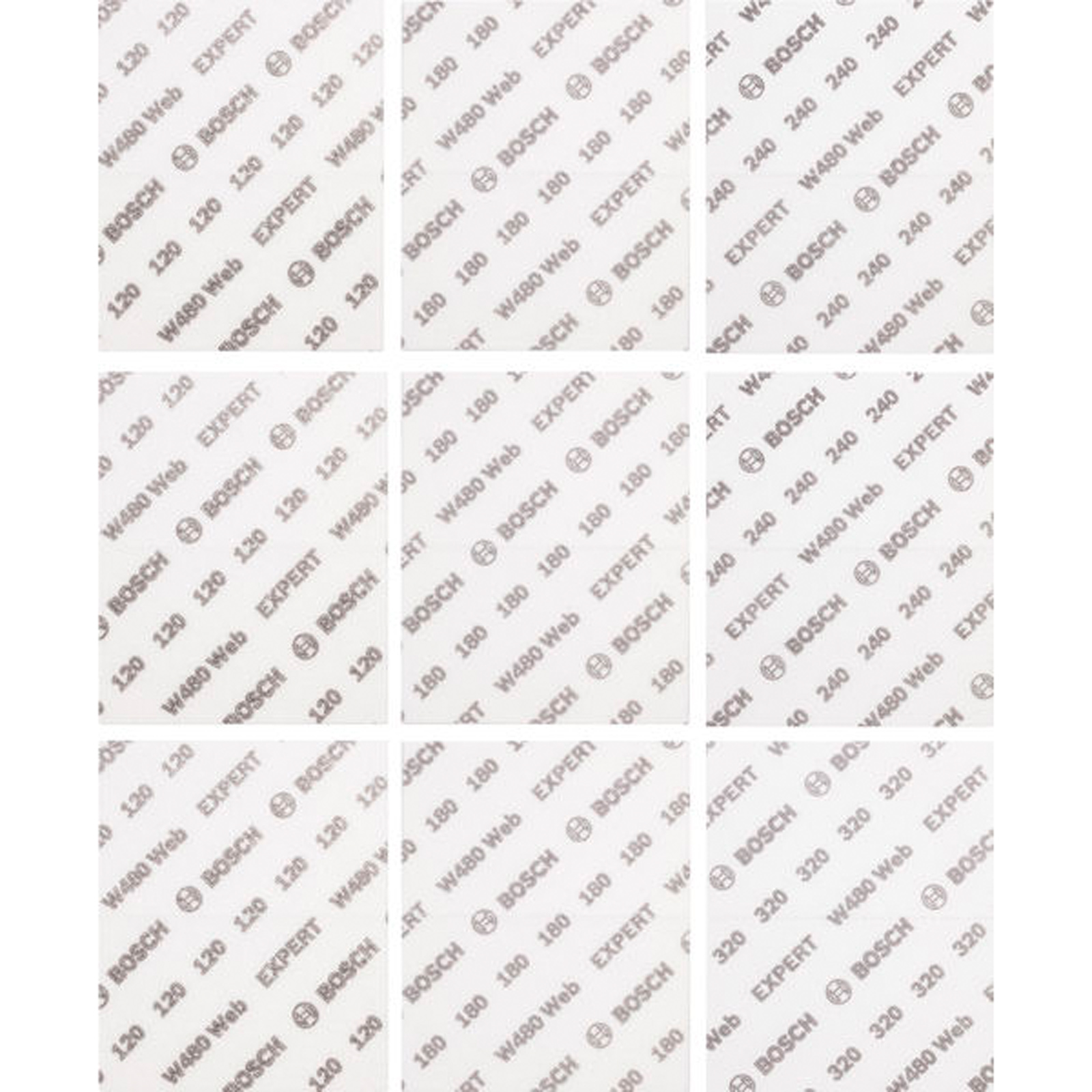 Bosch Schleifblatt ExW480 Web 115 x 140 mm Set G120/G180/G240/G320 9tlg.  - 2608902432