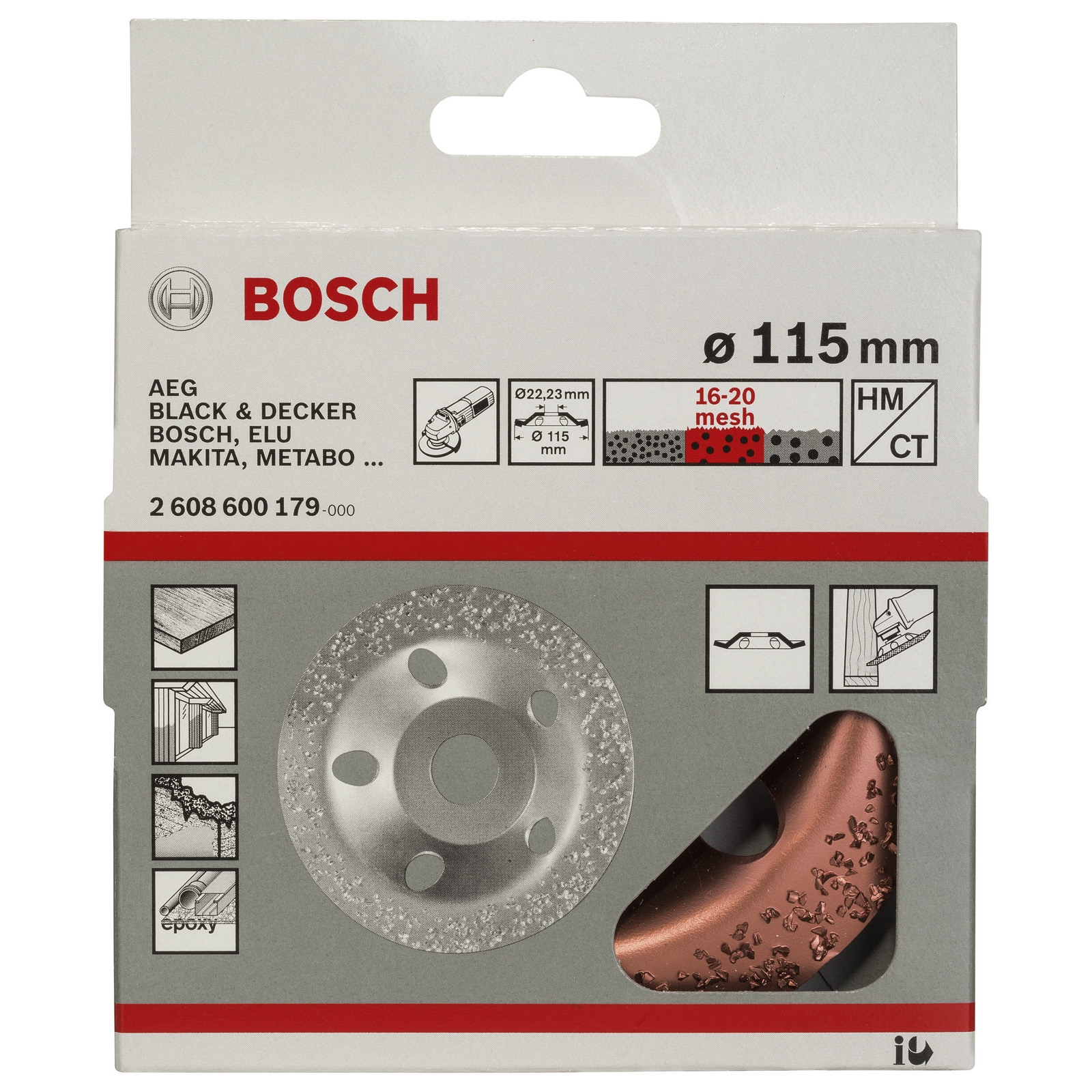 Bosch Hartmetalltopfscheibe, 115 x 22,23 mm, mittel, schräg -2608600179