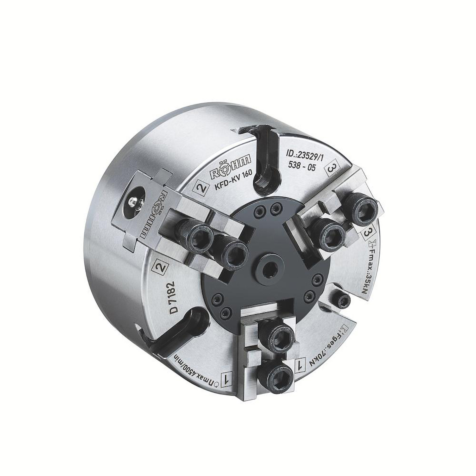 Röhm Kraftspannfutter KFD 250, 3-Backen, mit Kreuzversatz, Zylindrische Zentrieraufnahme - 144604