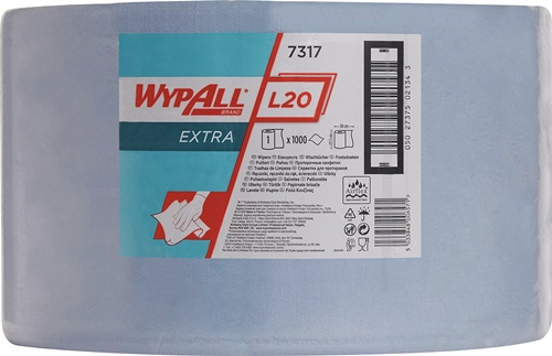 KIMBERLY-CLARK Wischtuch WYPALL L20 EXTRA+ L380xB235ca.mm blau 2-lagig - 7317