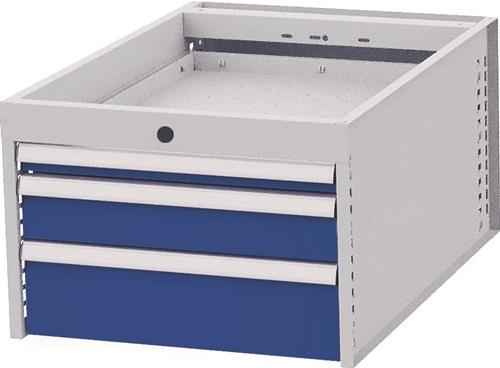 Schubladenschrank H358xB541xT736mm lichtgrau/blau 3 Schubl.