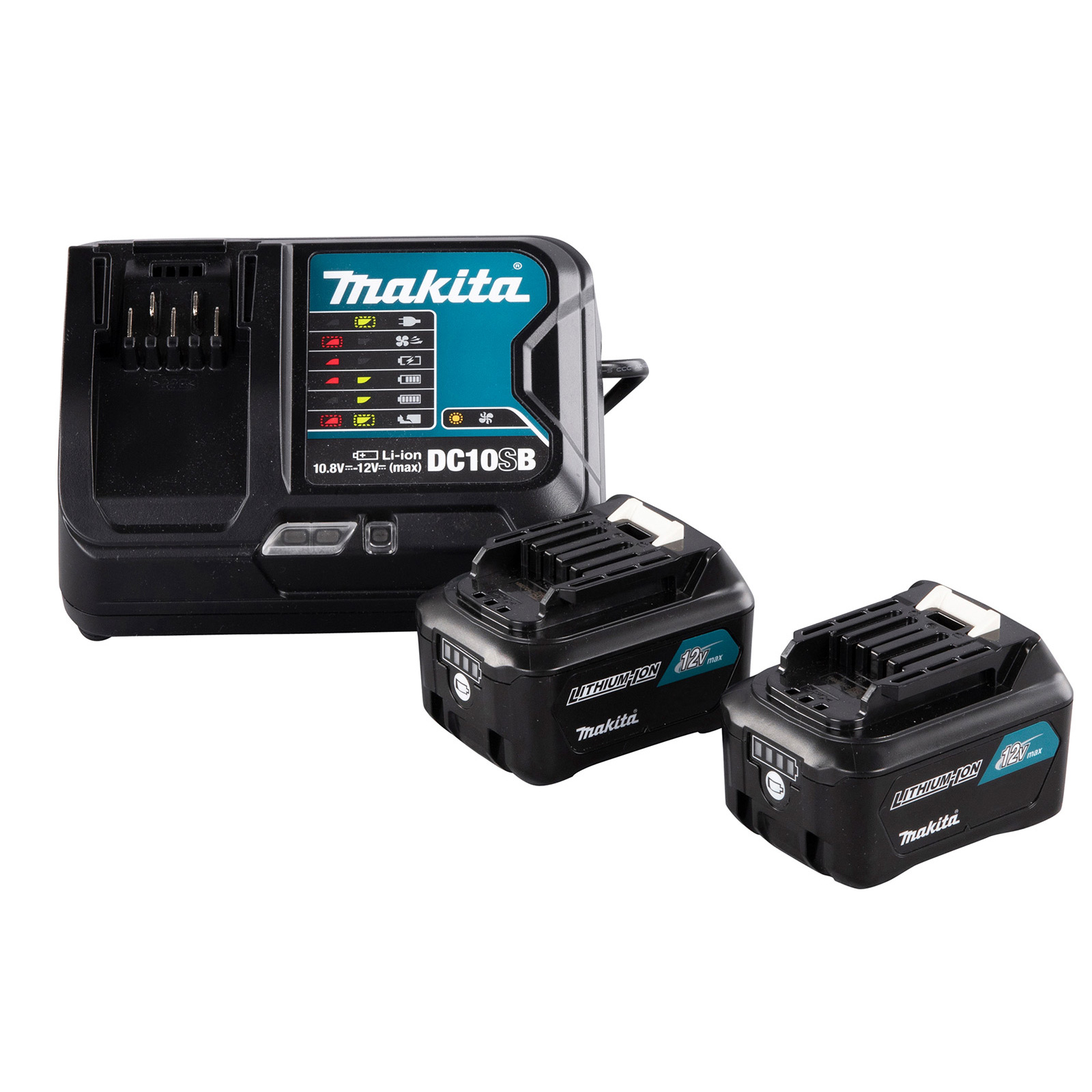 Makita Power Source Kit Li 12V max. inkl. Schnellladegerät DC10SB und 2x BL1041B 4,0 Ah - 191L68-0