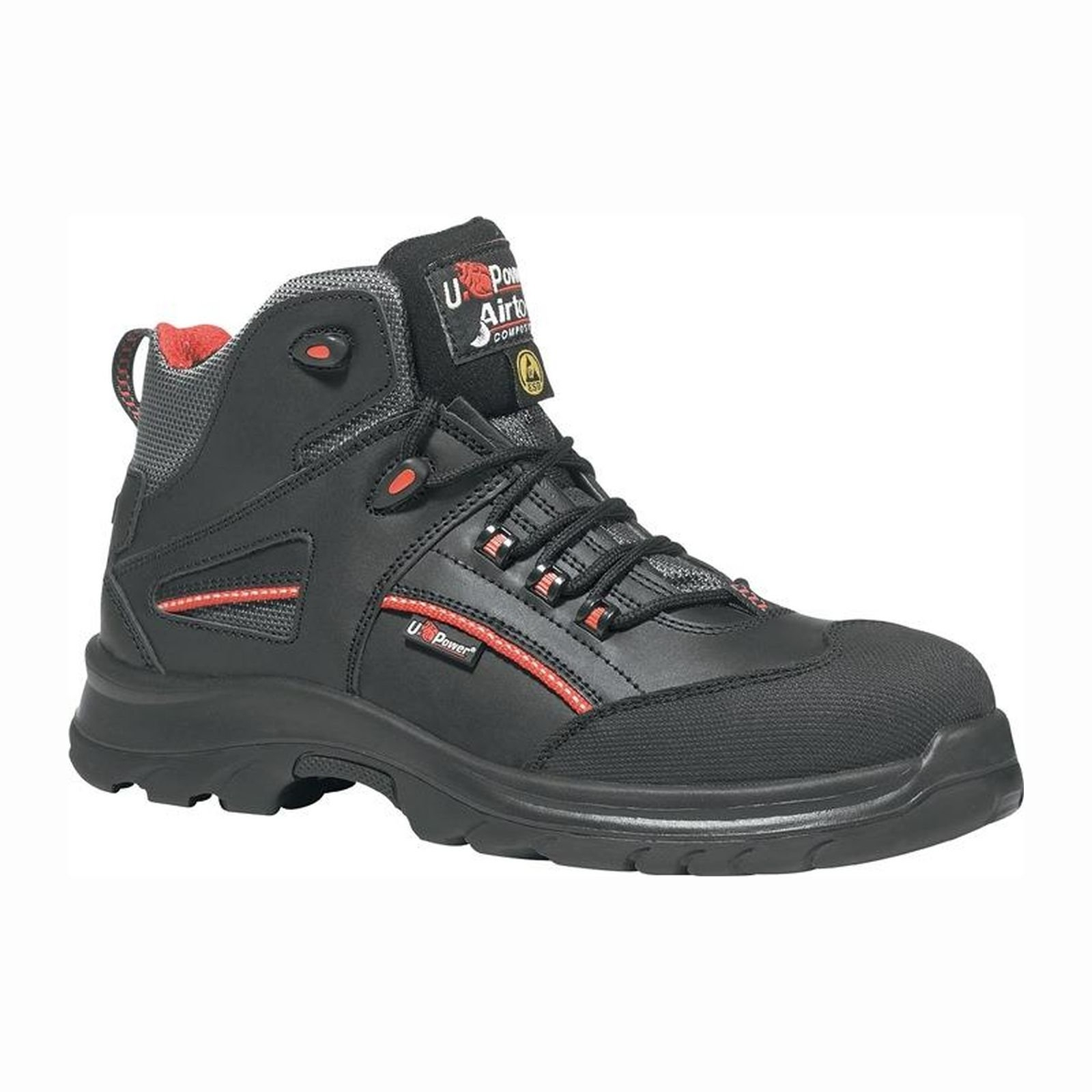 UPower Sicherheitsstiefel Teak schwarz / rot