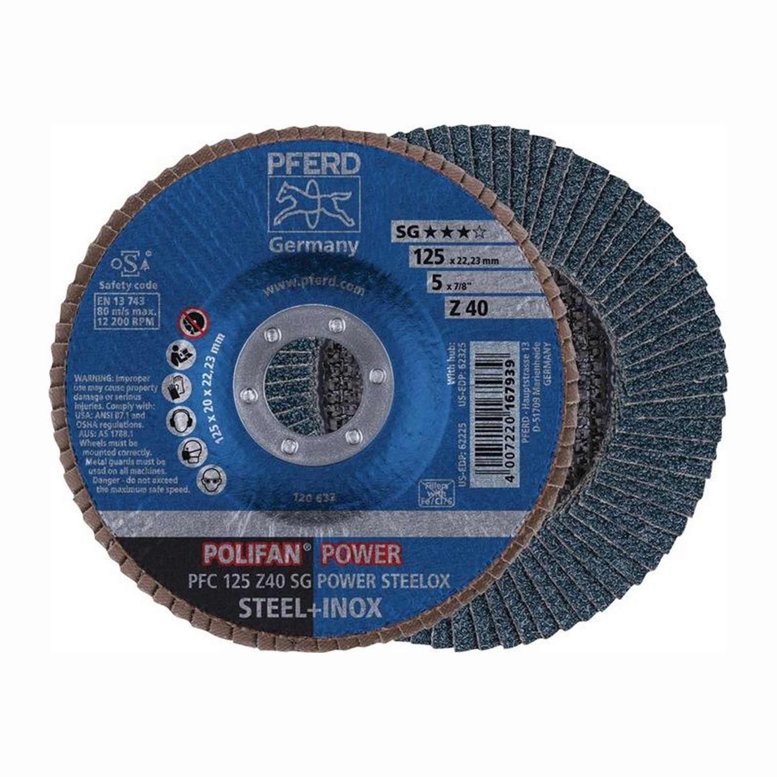 PFERD 10x Fächerscheibe POLIFAN Z SG POWER STEELOX flach