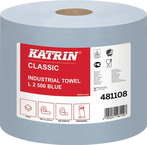 ELOS Putztuchrolle Katrin Classic L 2 L190xB220mm ca.mm blau 2-lagig 2 RL/KT - 481108