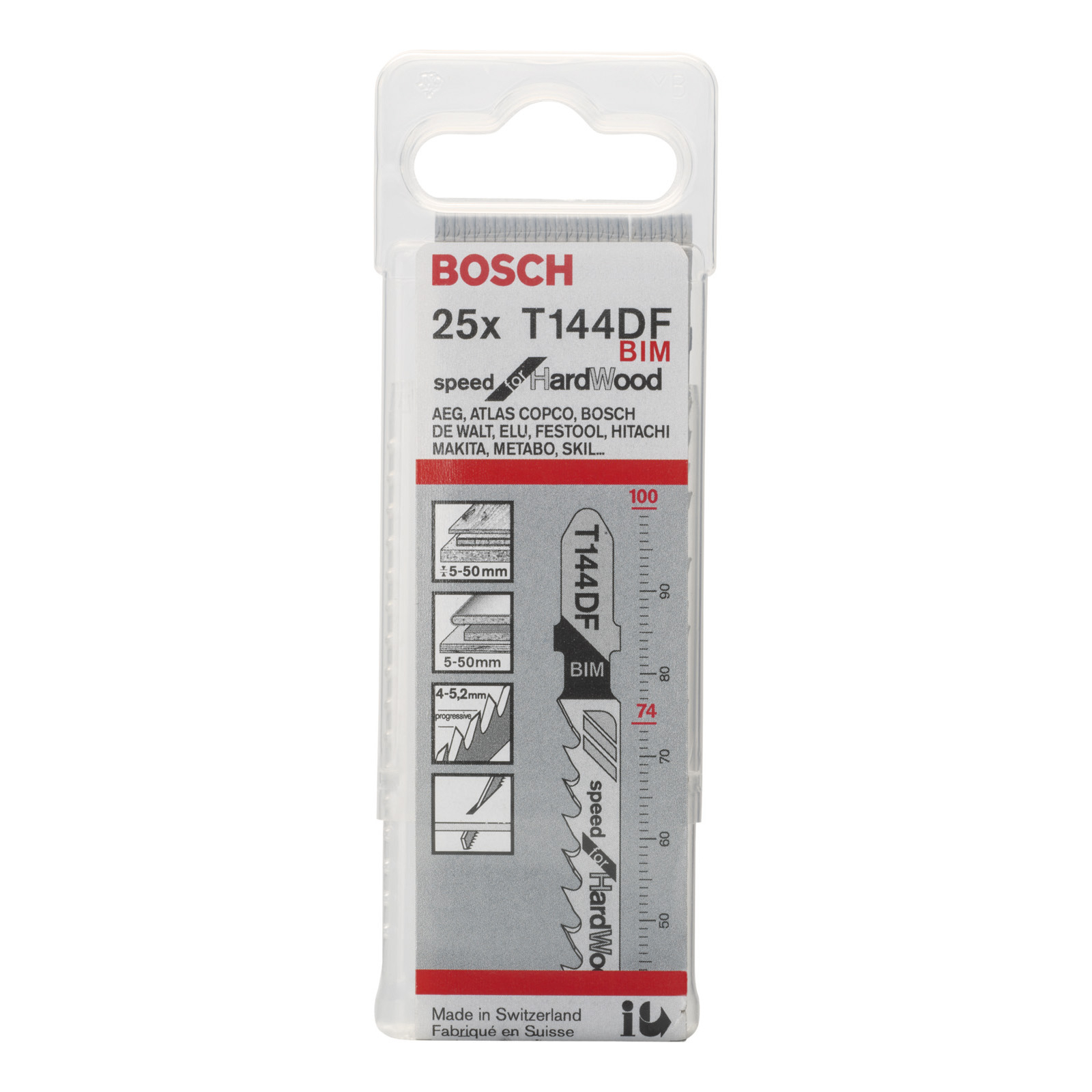 Bosch 25x Stichsägeblatt T 144 DF Speed for Hard Wood - 2608634990