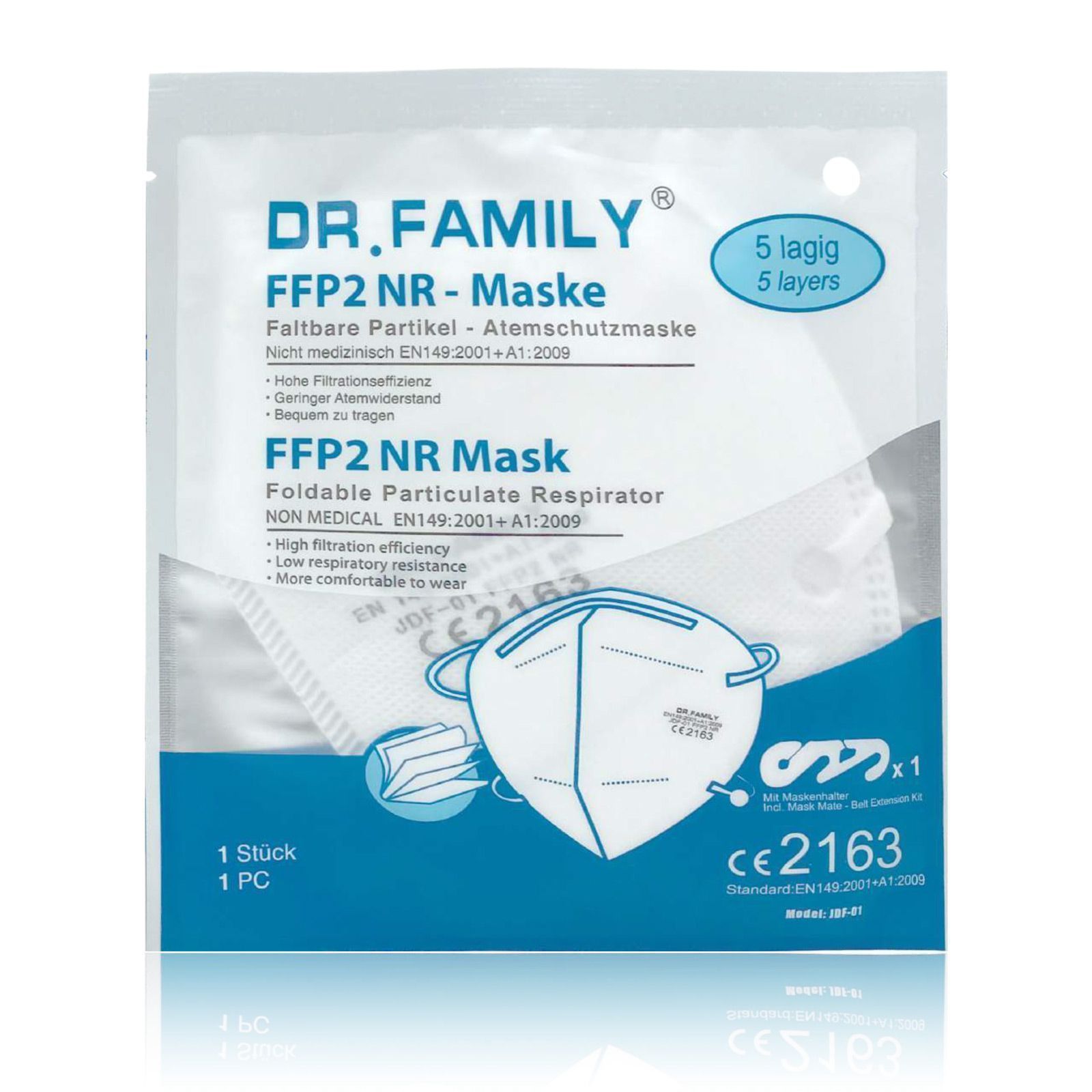 5x FFP2 Dr.Family Atemschutzmaske 5-lagig - 50095-5