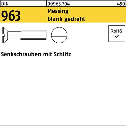 Senkschraube DIN 963 Schlitz M1,6x 6 Messing blank gedreht 100 Stück