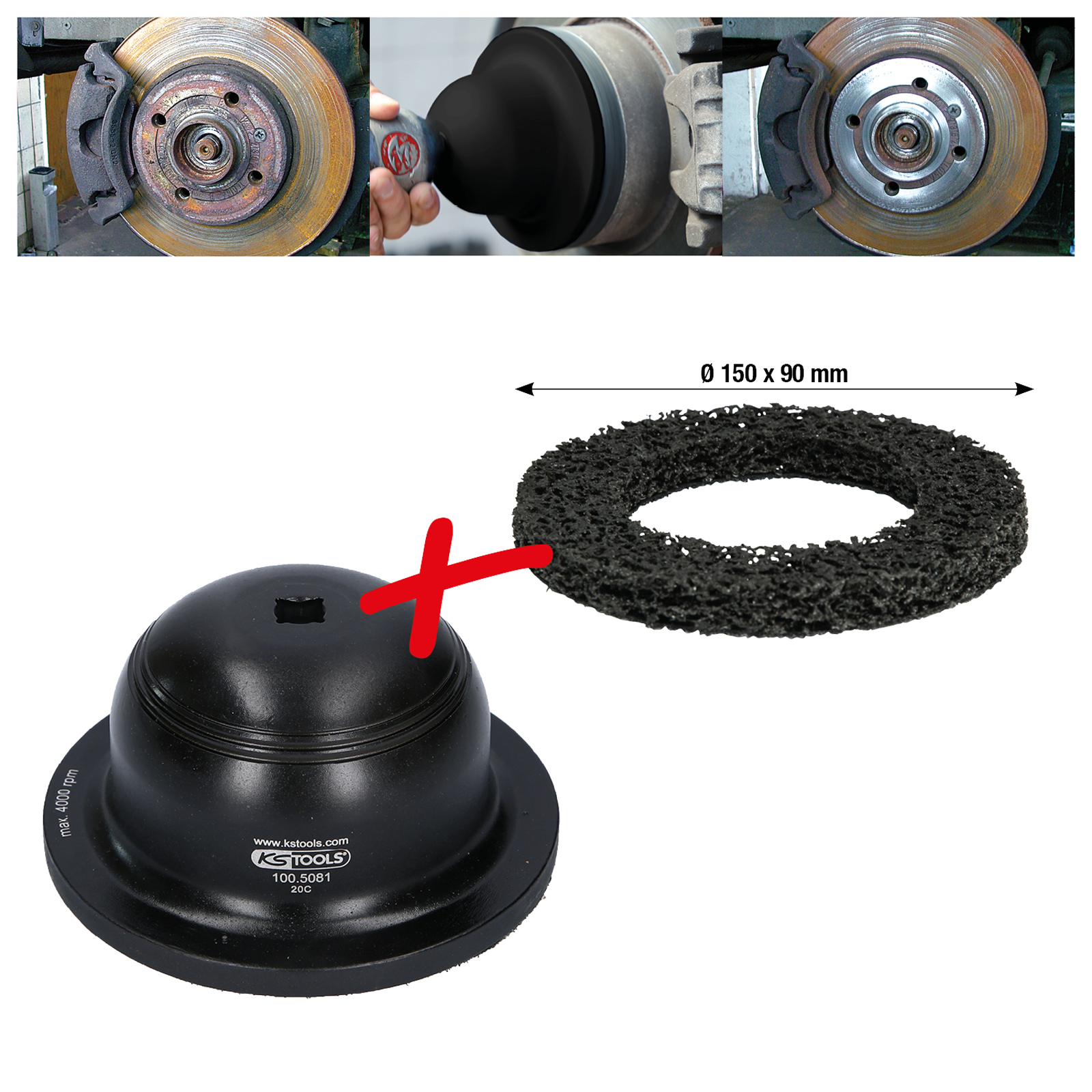 KS TOOLS Aluminium-Radnabenschleifer-Satz Ø 150 mm Innen-Ø 90 mm 2tlg. - 100.5080