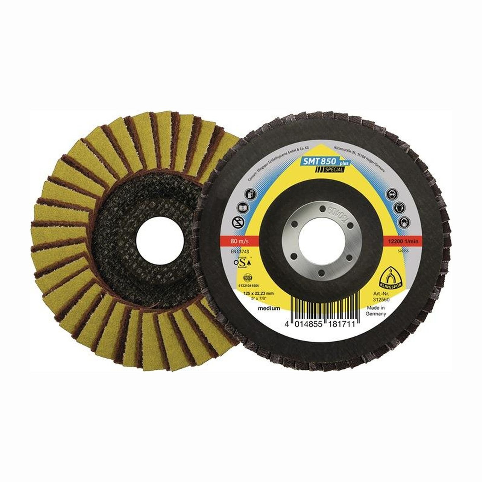 KLINGSPOR 5x Fächerscheibe SMT 850 Kombi konisch INOX Zirkonkorund