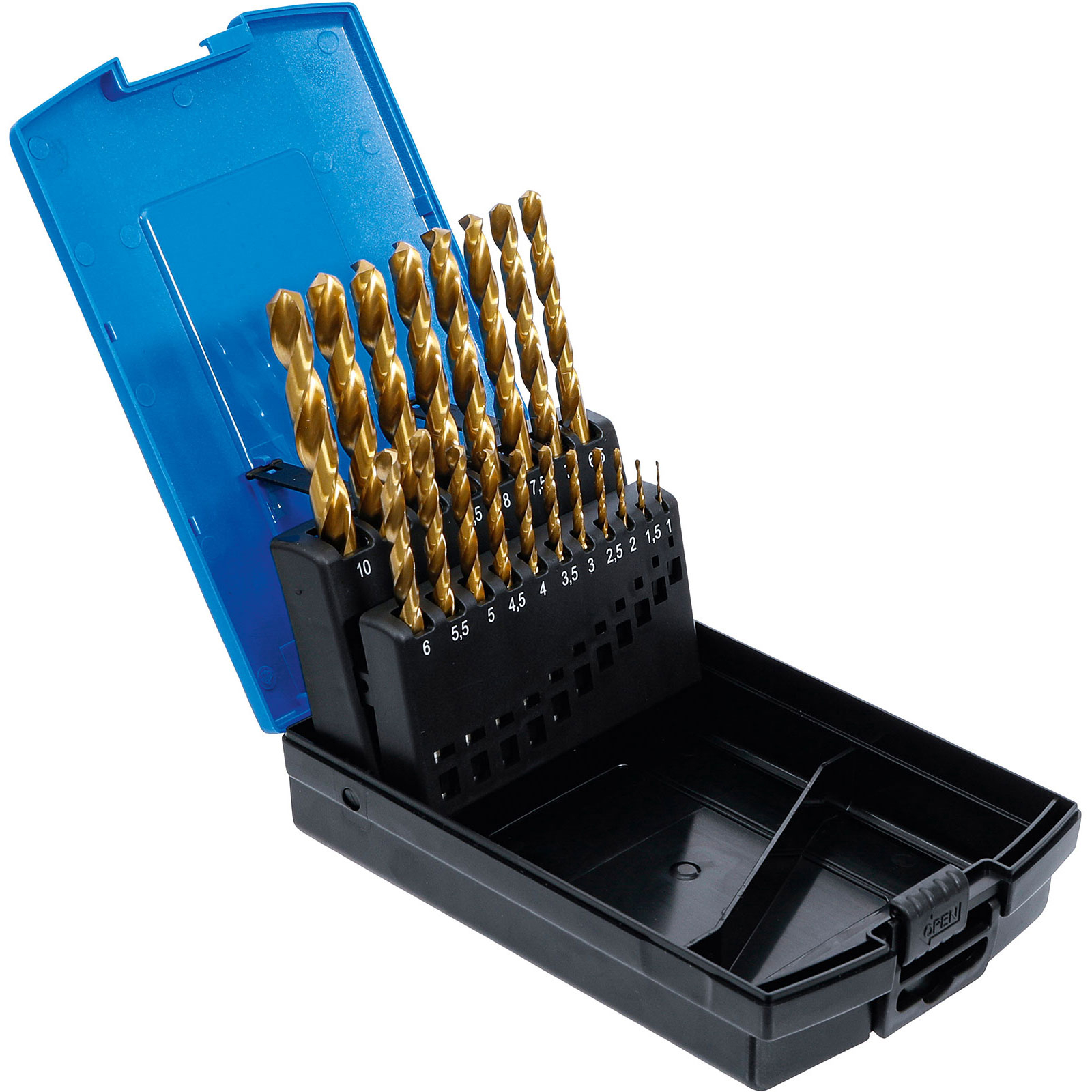 BGS Spiralbohrer-Satz HSS-G titan-nitriert 1 - 10 mm 19tlg. - 2040