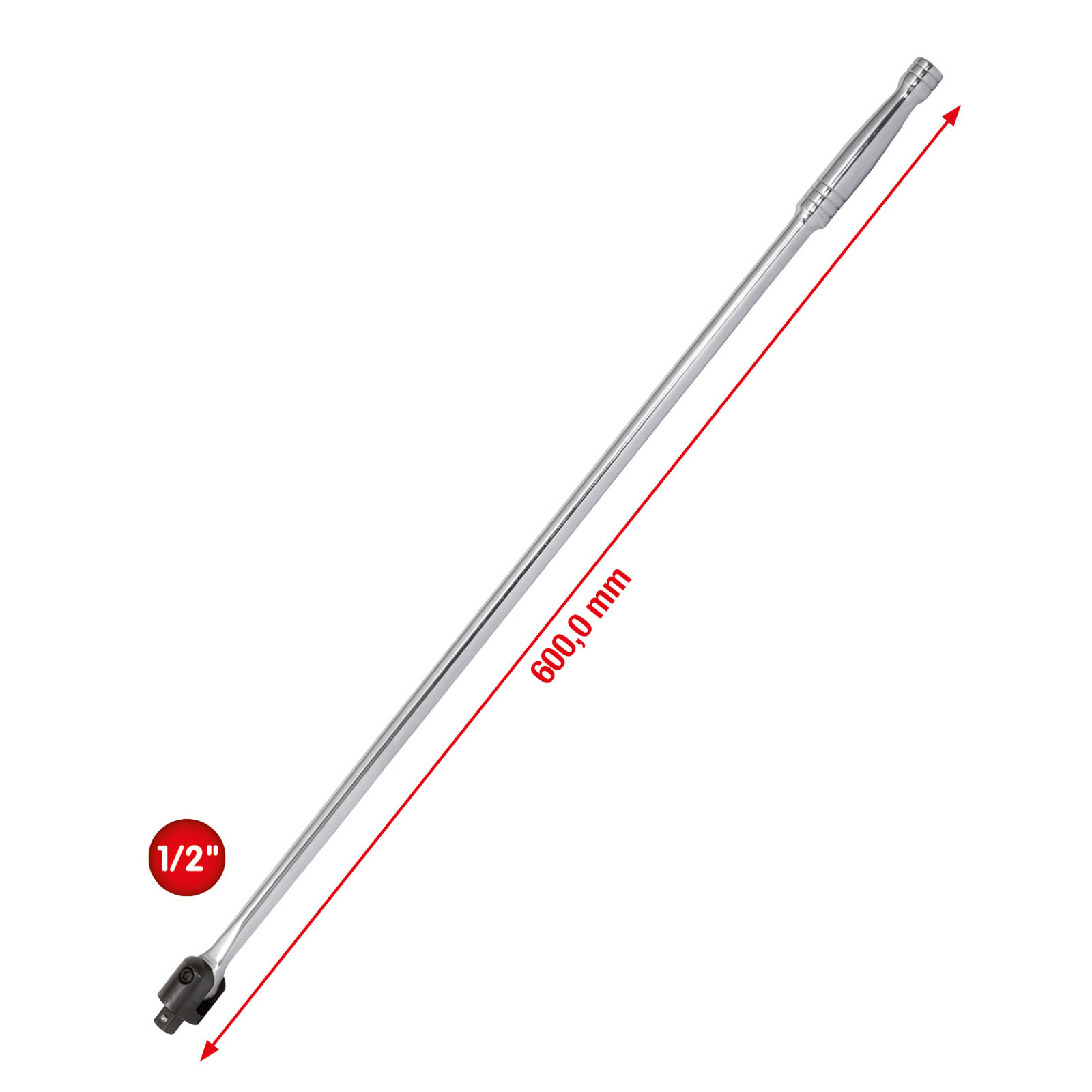 KS TOOLS 1/2" CHROMEplus Gelenk-Steckgriff 600 mm - 918.1292