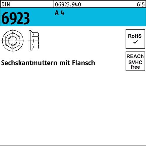 Sechskantmutter DIN 6923 Flansch M5 A 4 1000 Stück