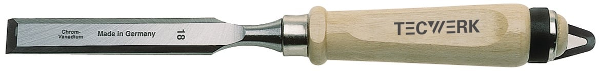 Stechbeitel Schneiden-B.4mm m.Zwinge Weißbuchenh.Ulmer Form CV-Stahl TECWERK