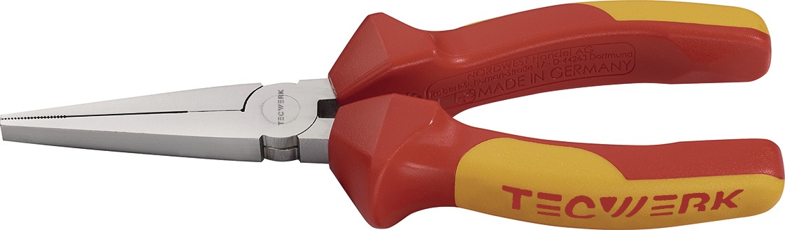 Langbeckzange Gesamt-L.160mm Zange verchr.lang,fl.VDE Mehrkomp.-Hüllen TECWERK