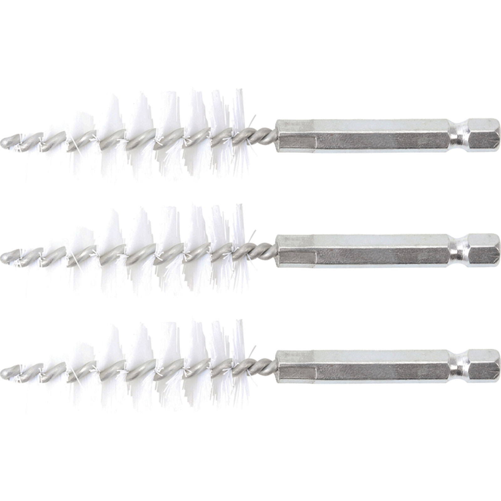 BGS Nylonbürste 18 mm Antrieb Außensechskant 6,3 mm (1/4") 3tlg. - 3078-18-N