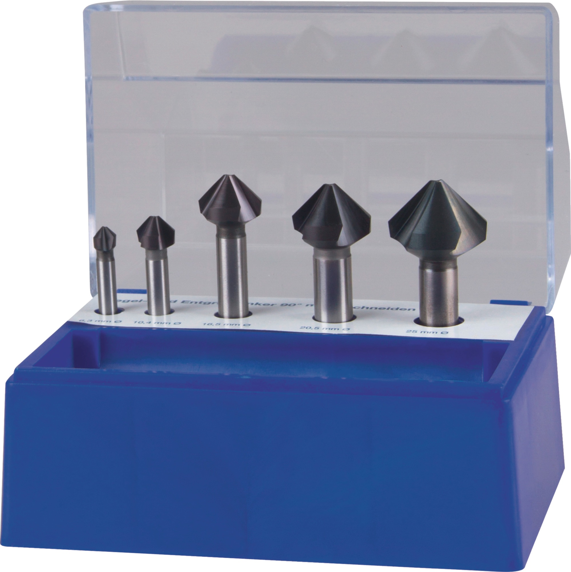 Kegelsenkersatz DIN 335C 90Grad 6,3-25mm HSS TiAlN 5-tlg.Ku.-Box TECWERK
