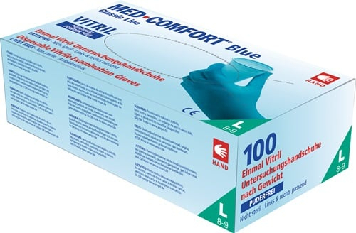 AMPri 100x Einweghandschuhe Med Comfort Blue Vitril blau Vinyl-Nitril Gemisch