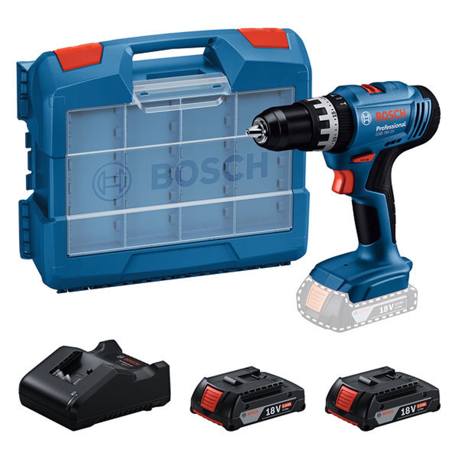 Bosch Akku-Schlagbohrschauber GSB 18V-25, 2 x Akku GBA 18V 2.0Ah