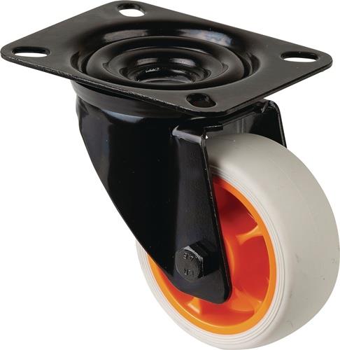 Lenkrolle D.80mm Trgf.100kg Lenkrollen Gum.Platte L104xB80mm Farbe Rl.hellgrau