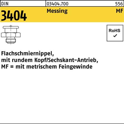 Flachschmiernippel DIN 3404 rundem Kopf/6-kt M10x 1 SW 17 Messing 100Stück