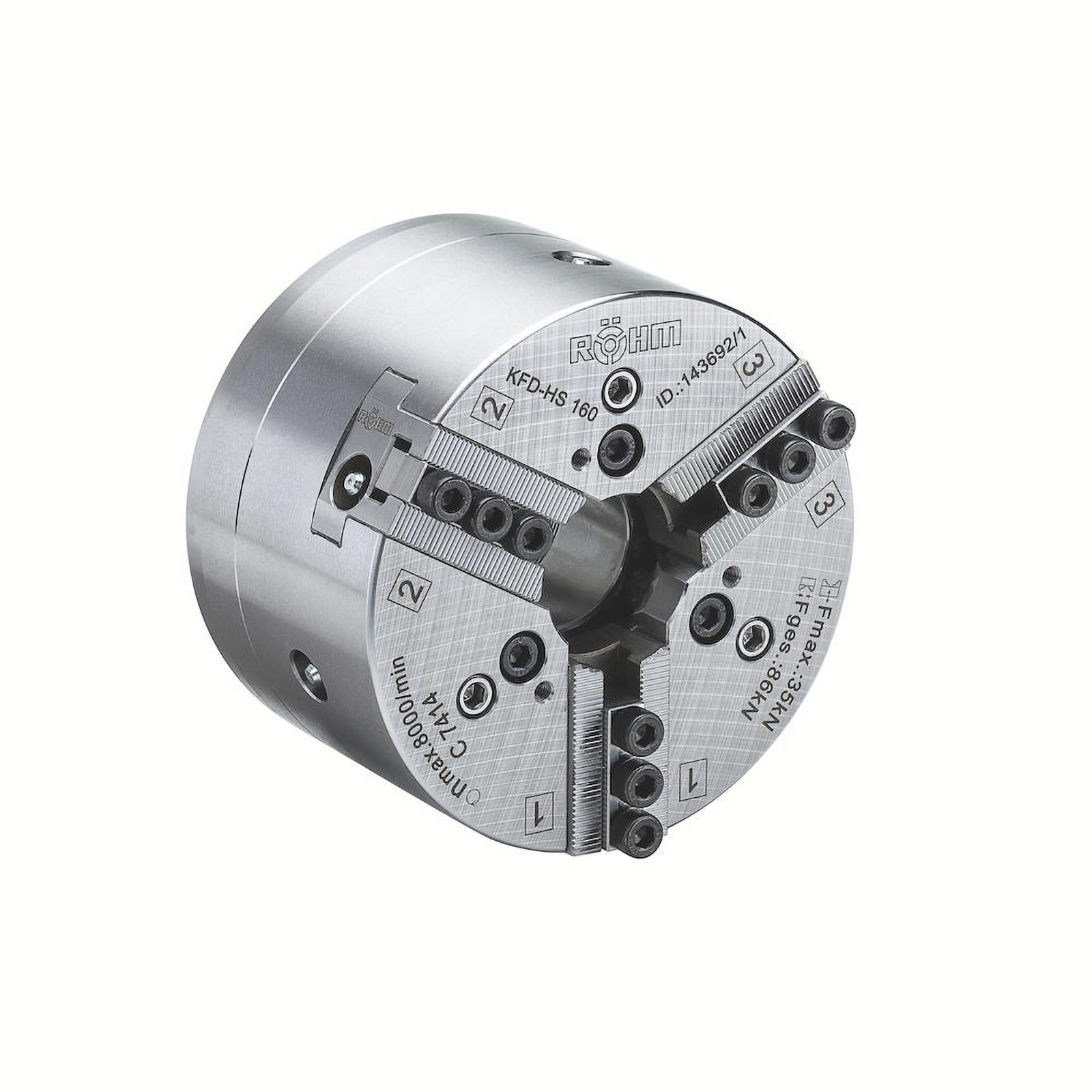 Röhm Kraftspannfutter KFD-HS 110, 3-Backen, Spitzverzahnung 90°, ISO 702-I - 149405