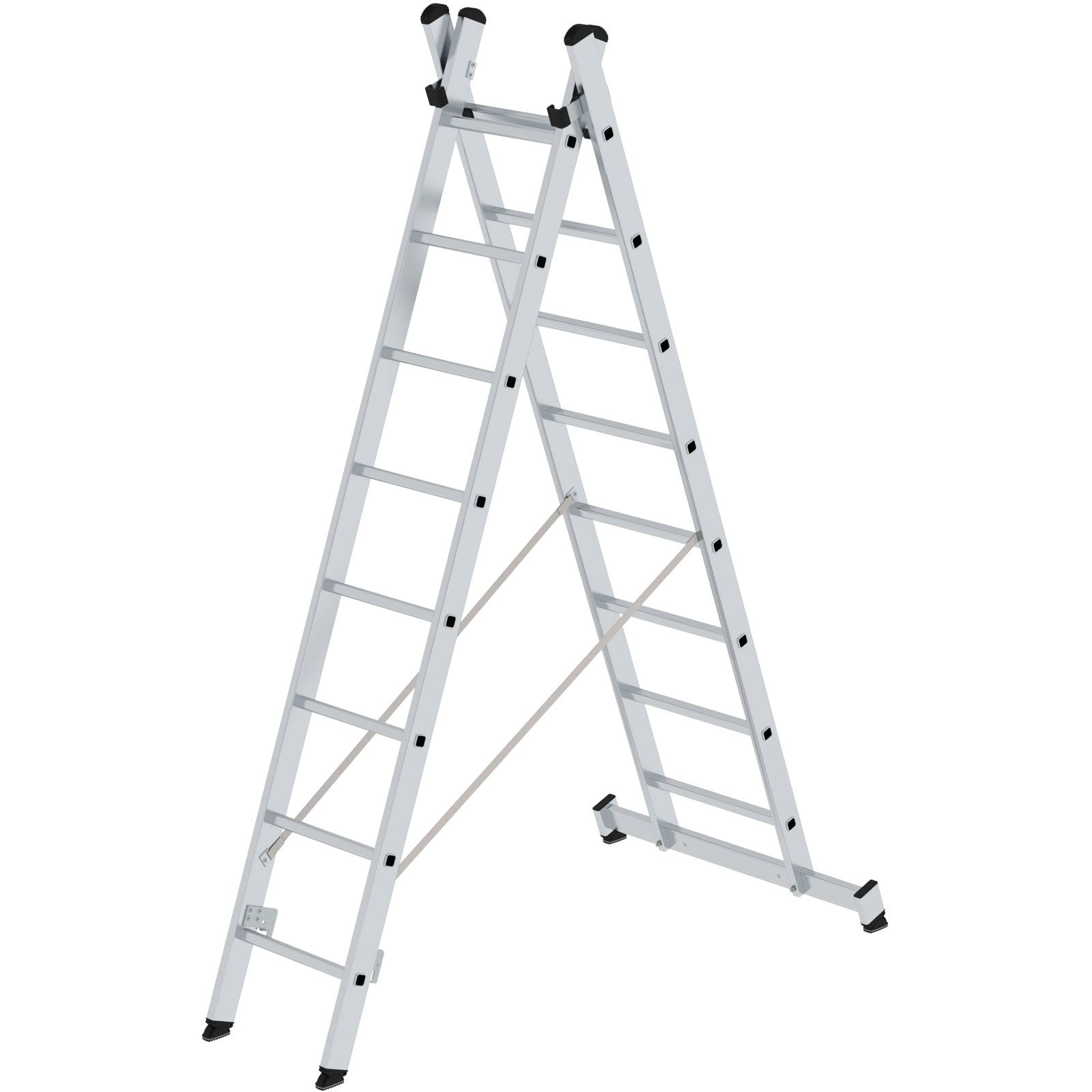 Günzburger Steigtechnik Mehrzweckleiter 2tlg. mit nivello-Traverse 2 x 8 Sprossen - 031216