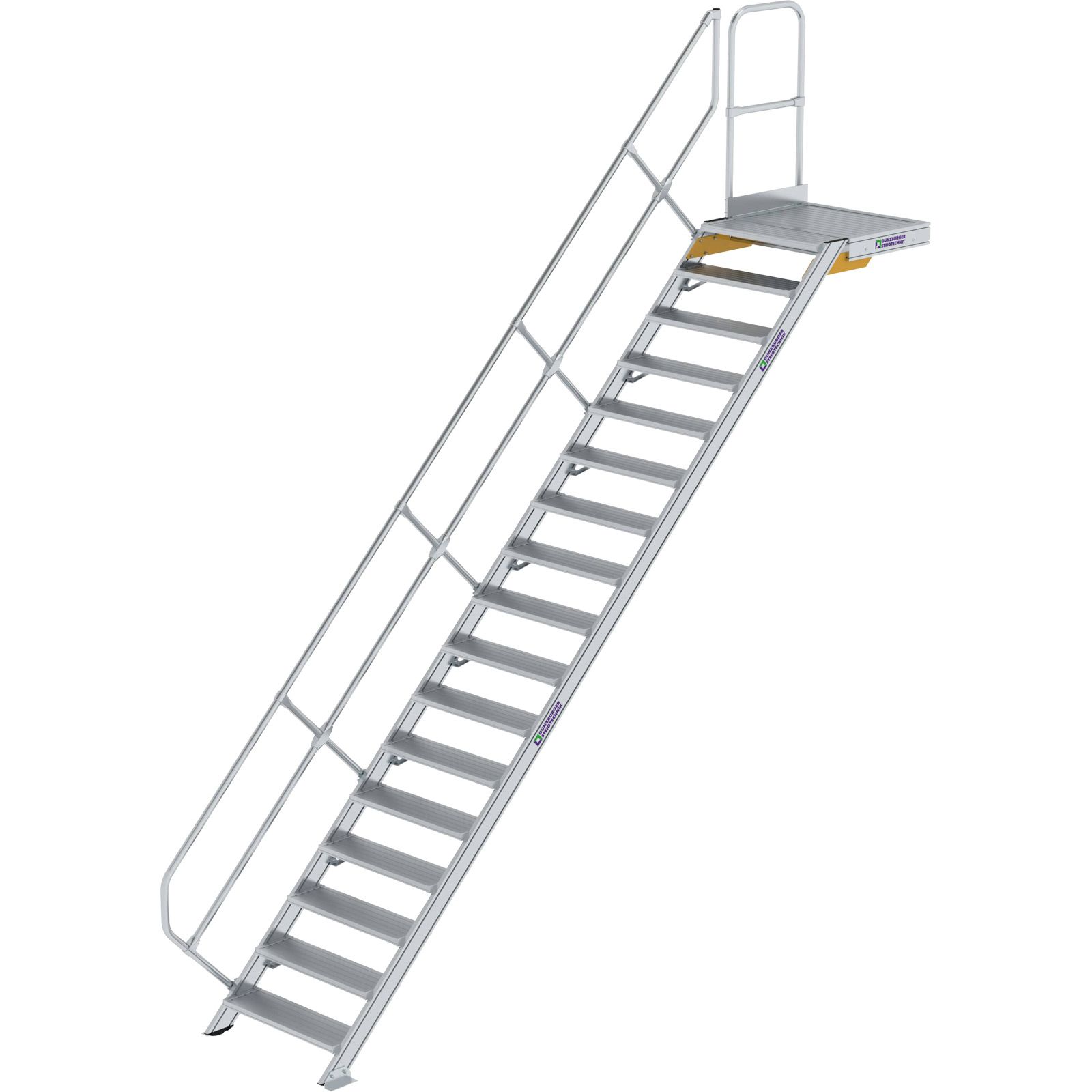 Günzburger Steigtechnik Treppe mit Plattform 45° Stufenbreite 800 mm 17 Stufen Aluminium geriffelt - 600457
