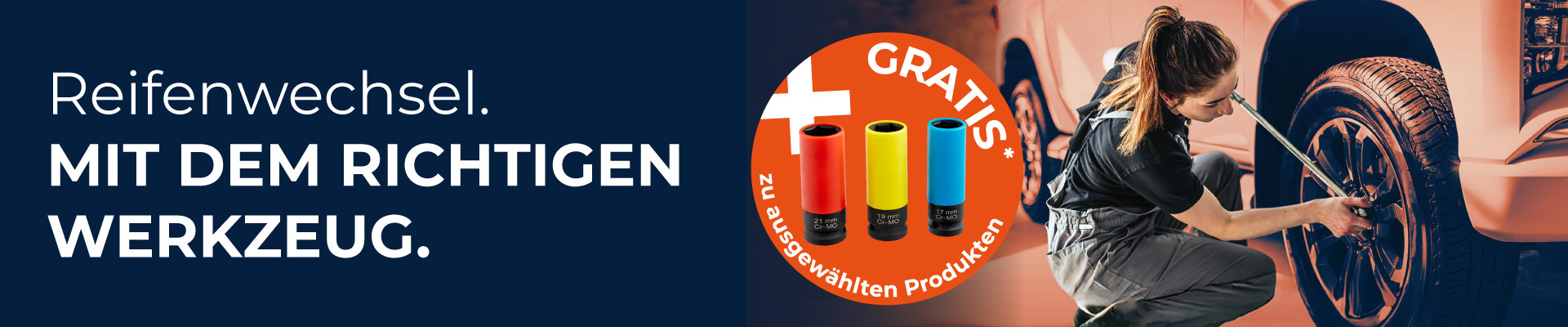 WS 24 Reifenwechsel Handwerker arbeitet mit professionellen Werkzeugen