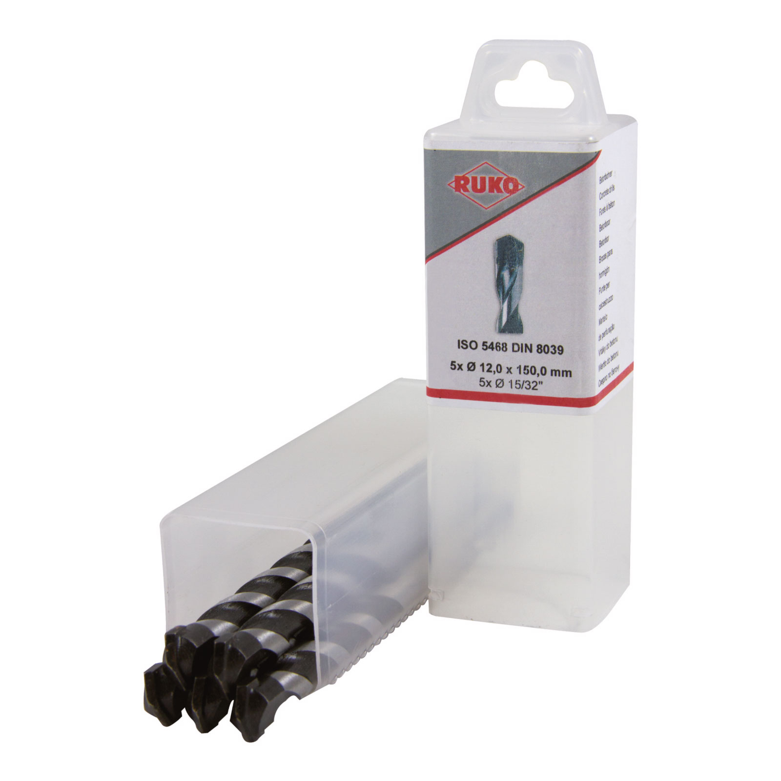 RUKO 10x Betonbohrer mit Hartmetallspitze und Zylinderschaft in Kunstoffverpackung - 221080K