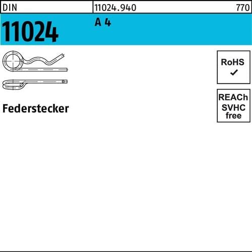 Federstecker DIN 11024 2,5/9 -11,2 A 4 25 Stück