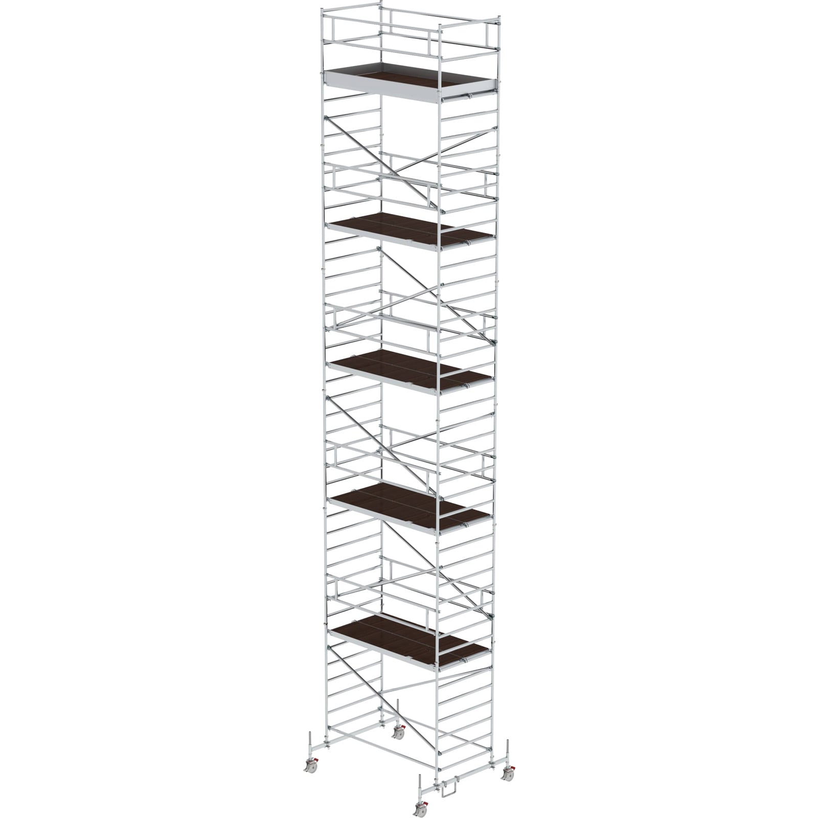 Günzburger Steigtechnik Rollgerüst 1,35 x 2,45 m mit Fahrbalken & Doppel-Plattform Plattformhöhe 11,45 m - 174136