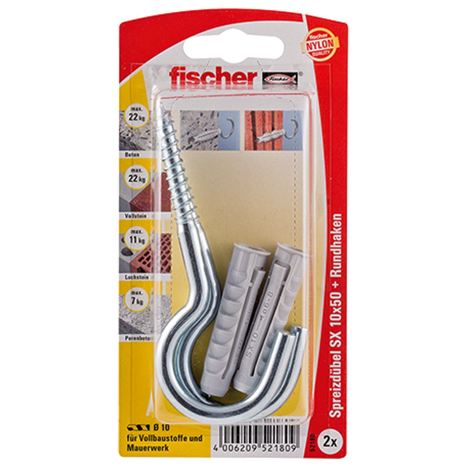 Fischer 2x Dübel SX 10x50 HV - 52180 Auslauf