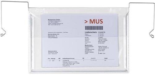 Drahtbügeltasche Maße 165x245mm A5 S.180µ quer m.Klappe PVC-Weichfolie TRANSPAK