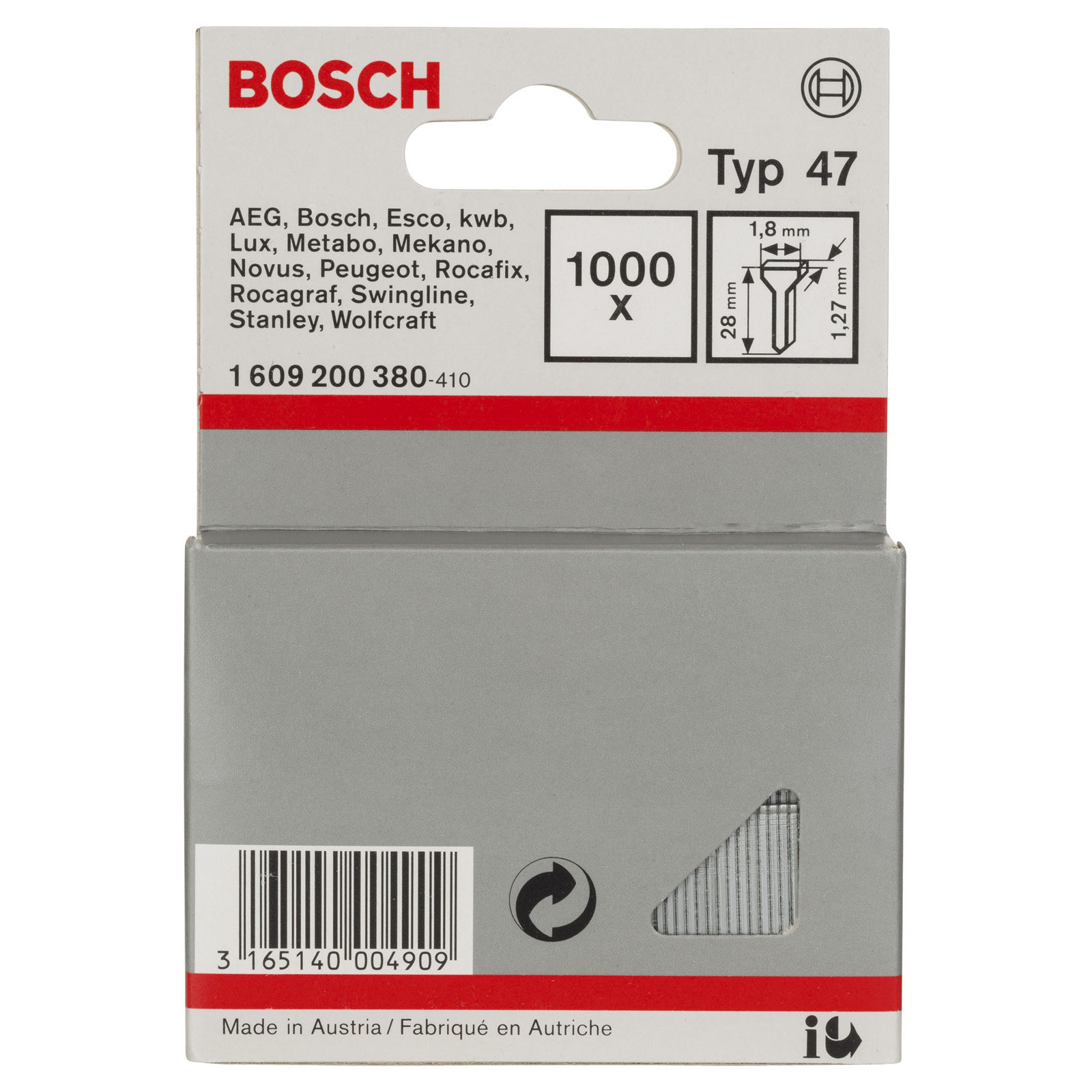 Bosch 1.000x Nagel Typ 47 1,8 x 1,27 x 28 mm - 1609200380