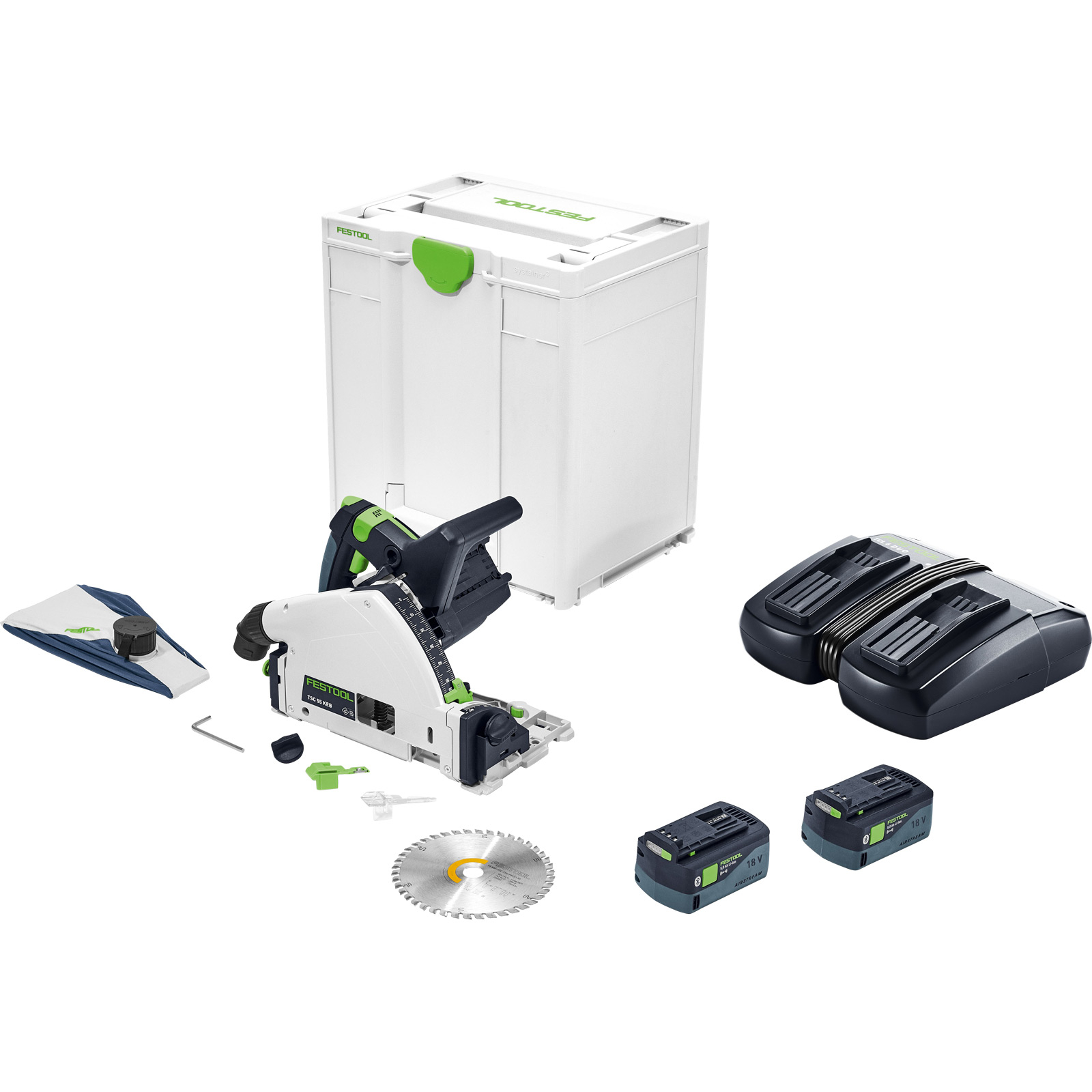 Festool Akku-Tauchsäge TSC 55 5,0 KEBI-Plus/XL / 2x 5,0 Ah + Ladegerät im Systainer - 577342