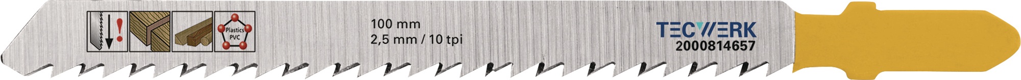 Stichsägeblatt Gesamt-L.100mm Zahnt.2,5mm S.1,27mm HCS 5 St./Karte TECWERK