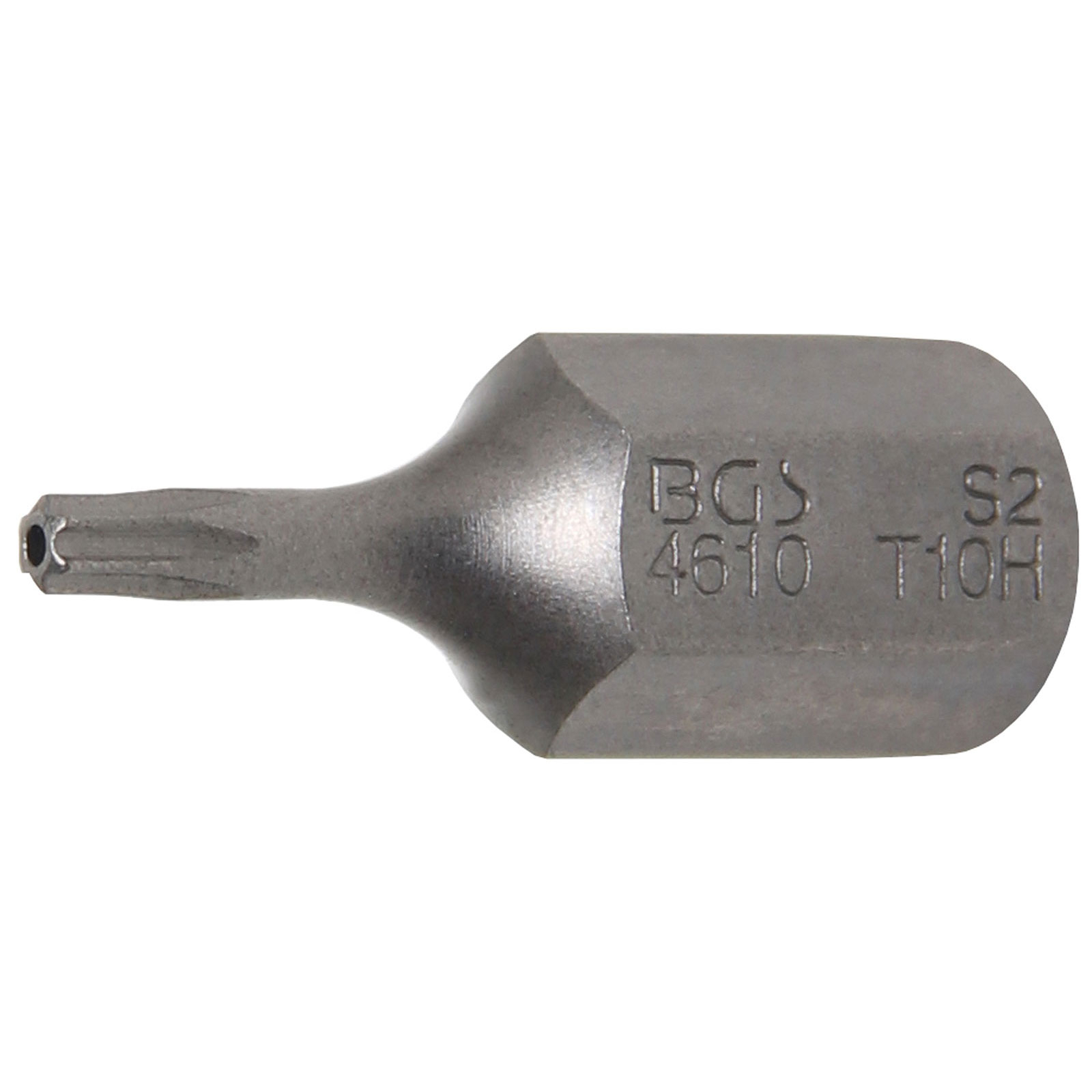 BGS Bit Antrieb Außensechskant 10 mm (3/8") T-Profil (für Torx) mit Bohrung T10 - 4610