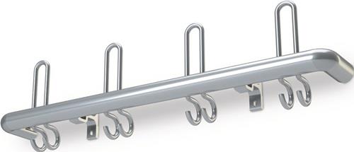 Wandgarderobe Alu.F1 naturf.5 Hut-/10 Mantelh.L.1.000mm Hakenabstand 200mm - NW284061