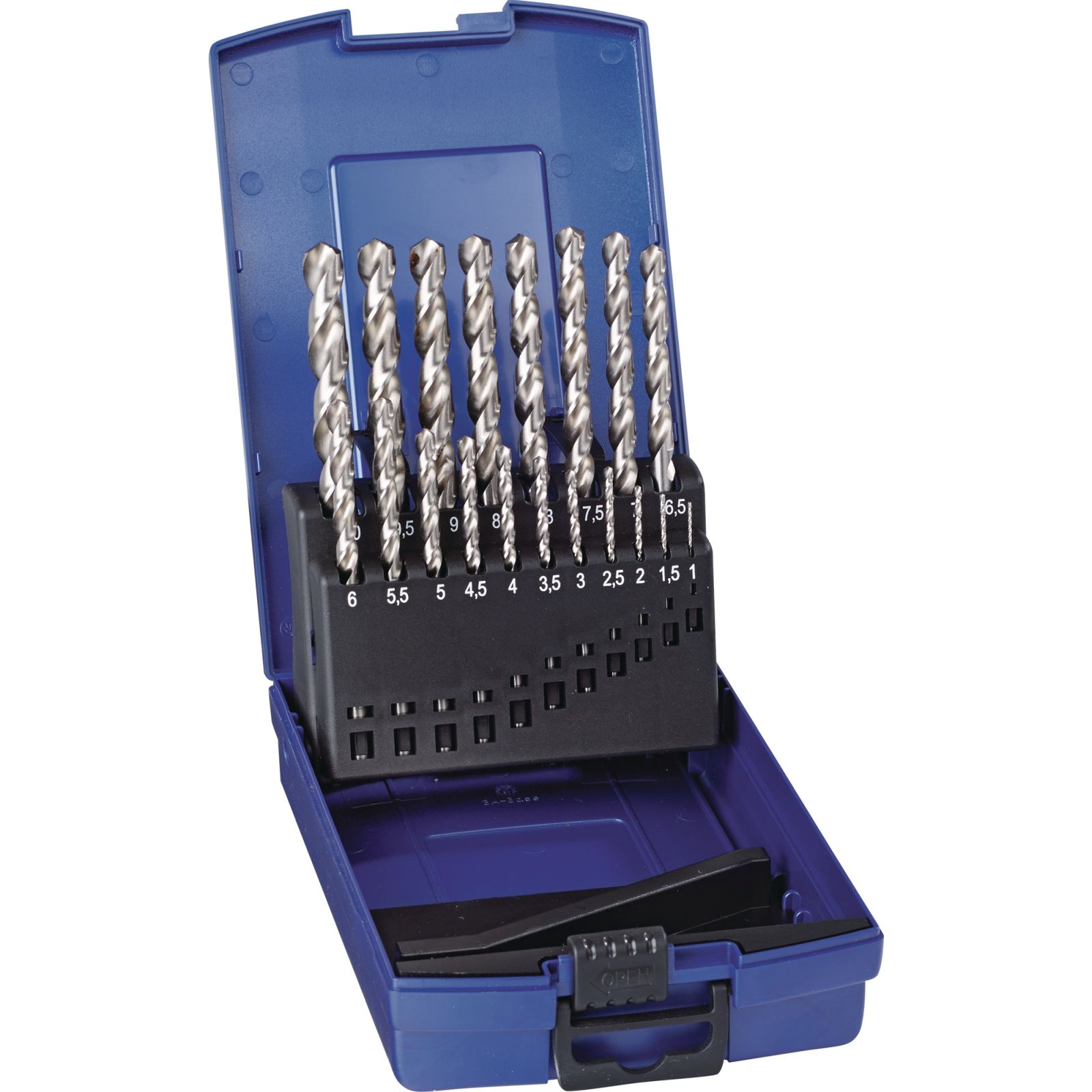 Spiralbohrersatz DIN 338 Typ W D.1-10x0,5mm HSS 19tlg.Ku.-Kass.TECWERK