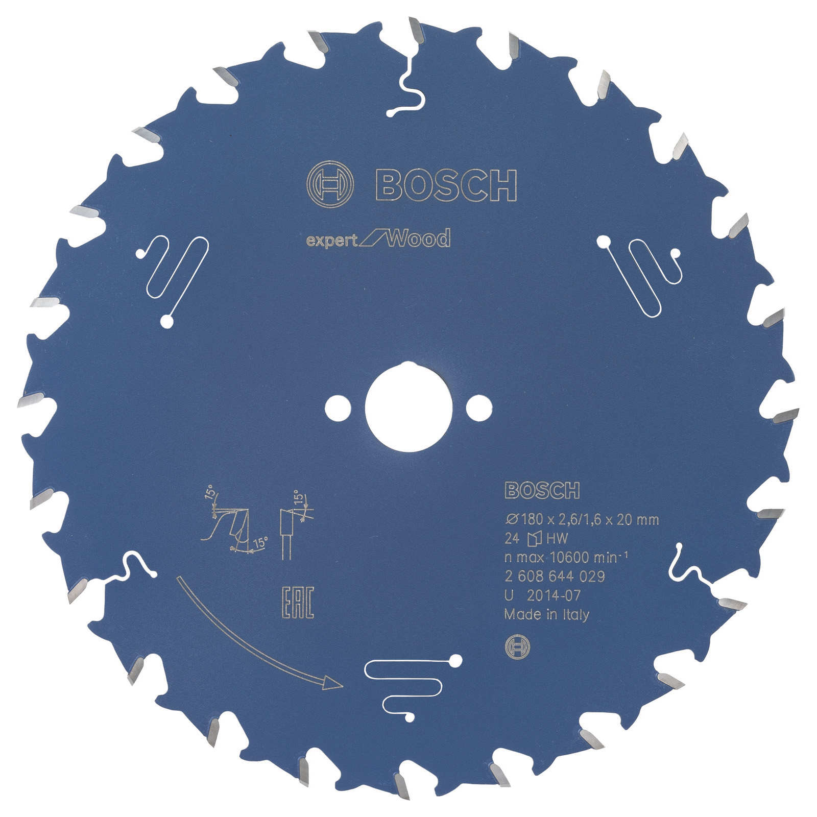Bosch Kreissägeblatt Expert for Wood für Handkreissägen 180 x 20 x 2,6 mm 24 - 2608644029