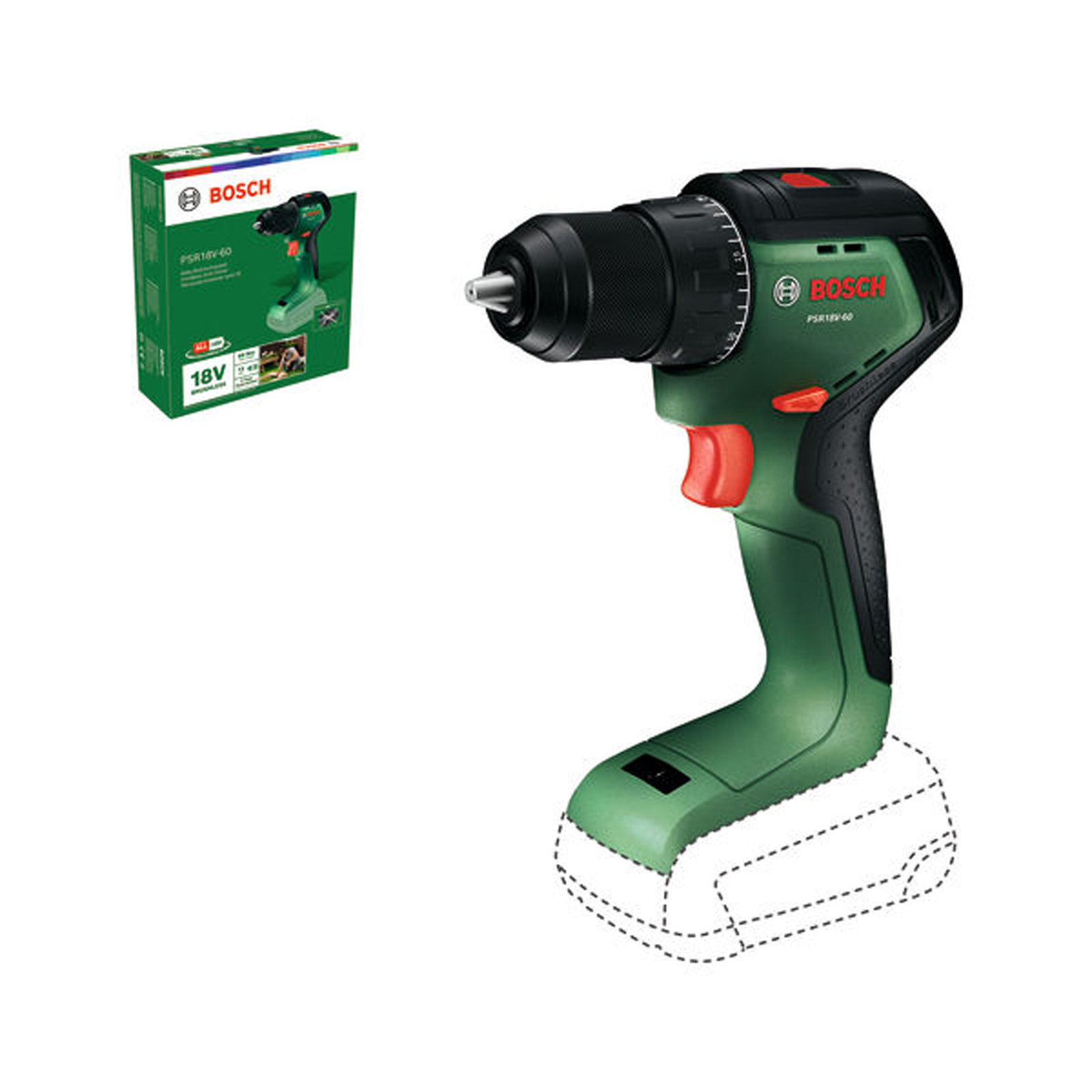 Bosch Akku-Bohrschrauber PSR18V-60 Solo - 06039D7200