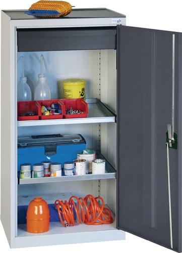 Werkzeug-/Beistellschrank H1000xB500xT500mm 1Schubl.,2Bd.lichtgrau/anthrazitgrau