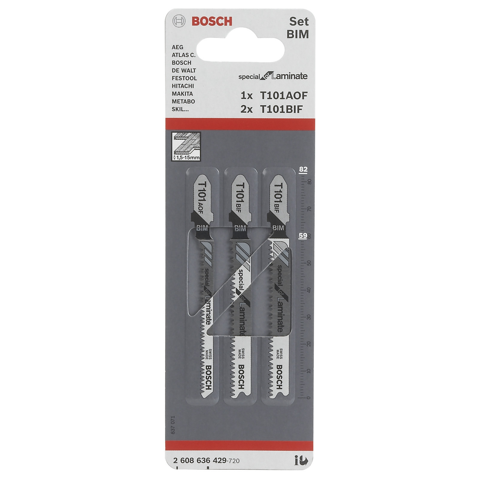 Bosch Stichsägeblatt-Set Special for Laminate, 3tlg., Einnockenschaft - 2608636429